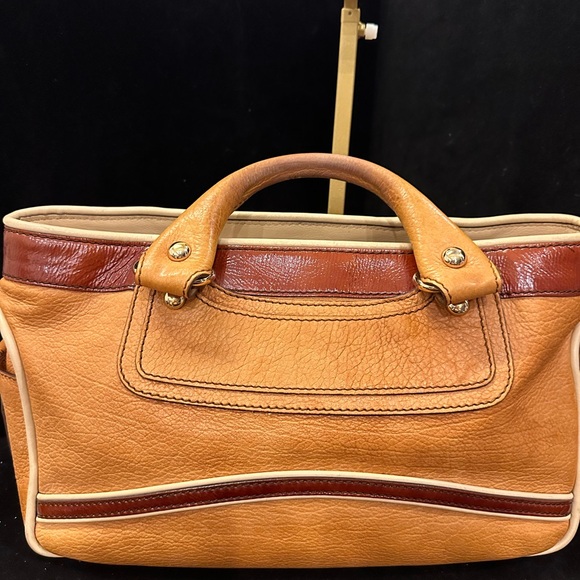 Celine Gorgeous Tan and Red Leather Satchel - Picture 7 of 16